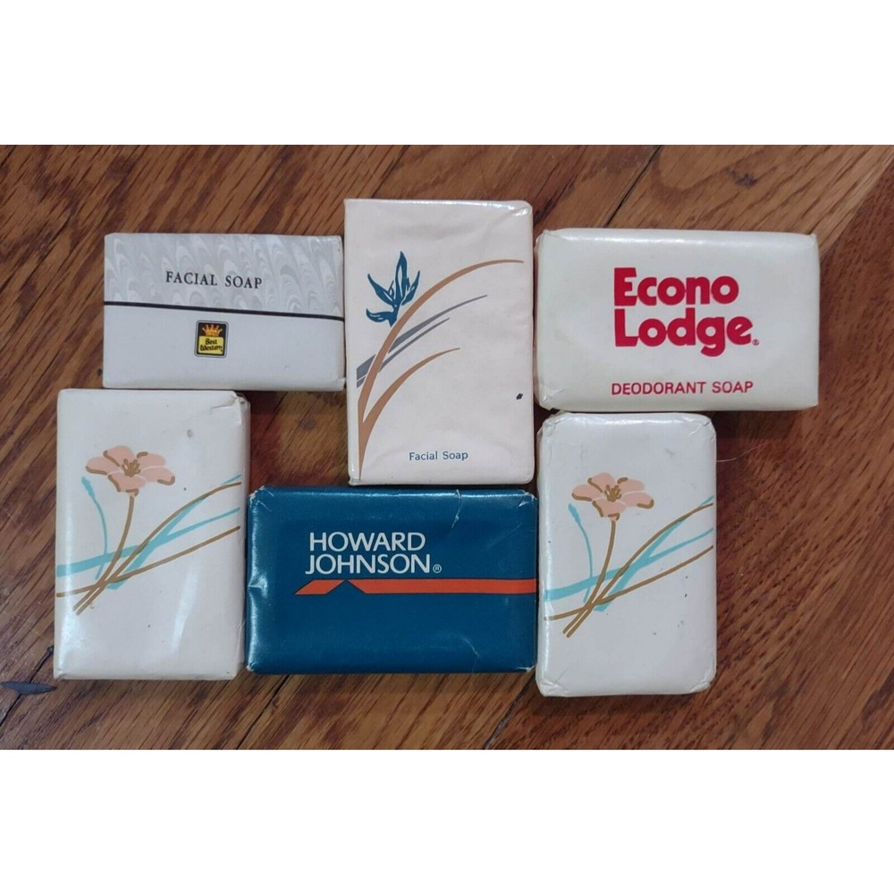 6 Vintage Hotel Soap Bar Travel Size Decor Miniature